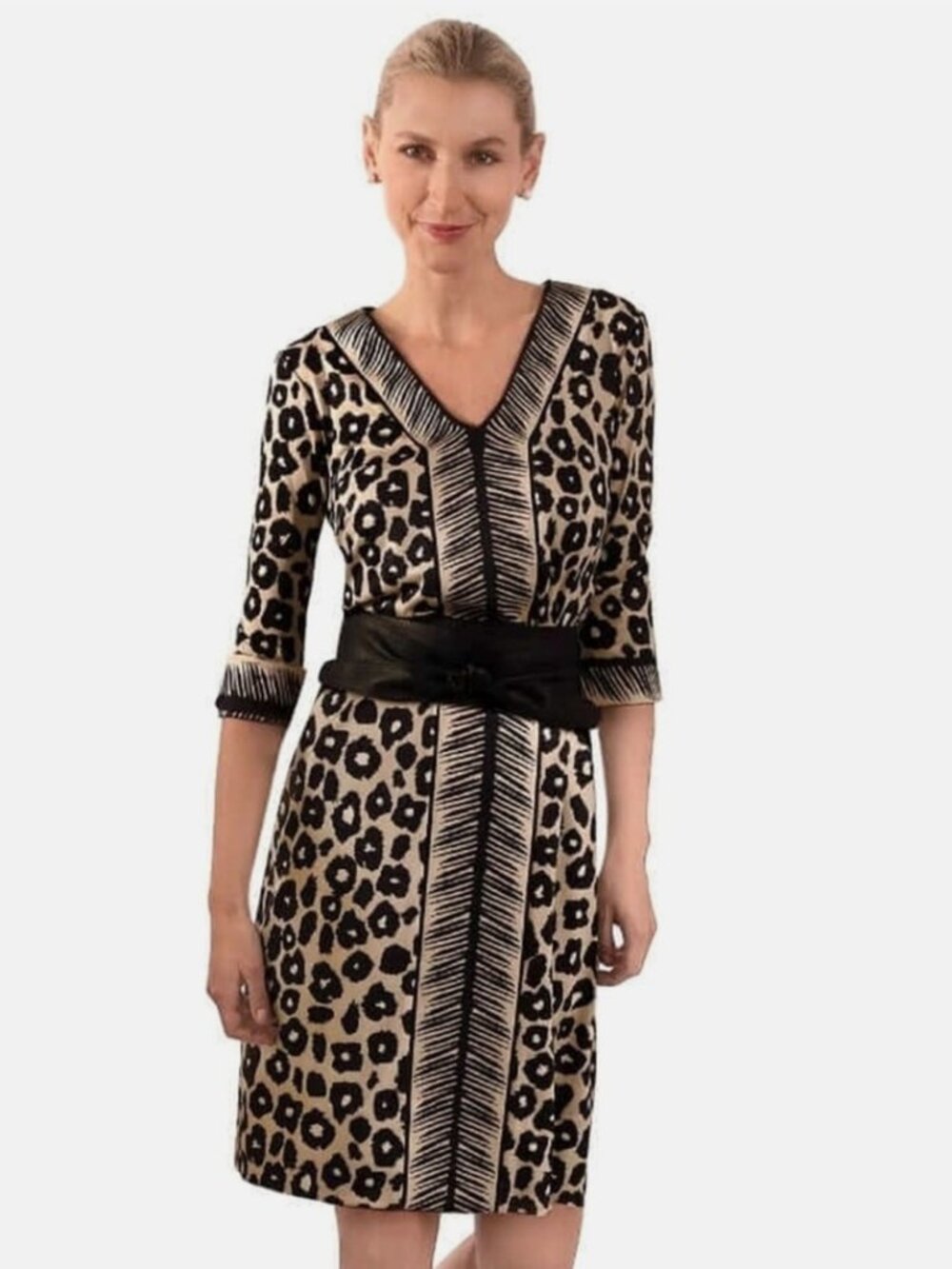 NWT~GRETCHEN SCOTT~Bordertown Dress Me Jane Dress, Leopard Champagne